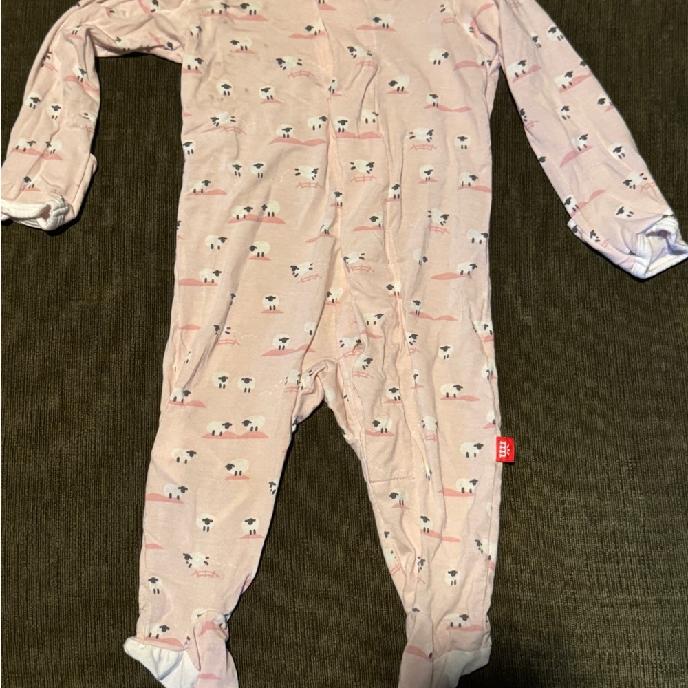 Pink Sheep Print Kids One Piece